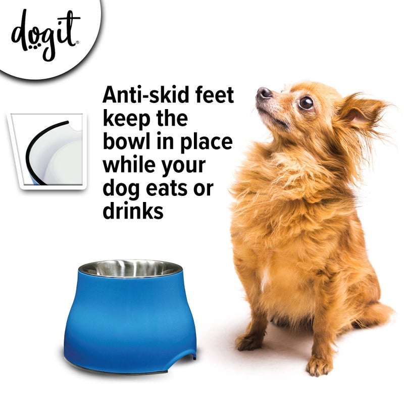 Dogit Elevated Dog Bowl, Stainless Steel Dog Food and Water Bowl for Small Dogs, Blue, 73743 - Image 2